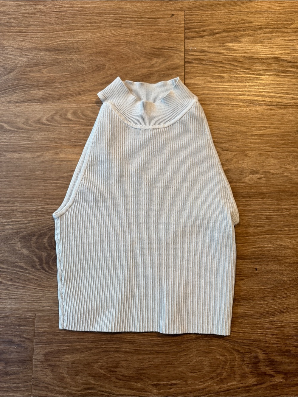 Aritzia Sleeveless Ribbed Mock Neck Sweater in light blue (xs)